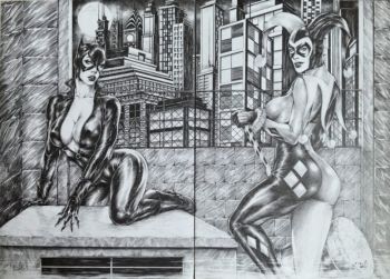 Image of Catwoman & Harley Quinn by Dacilio Costa