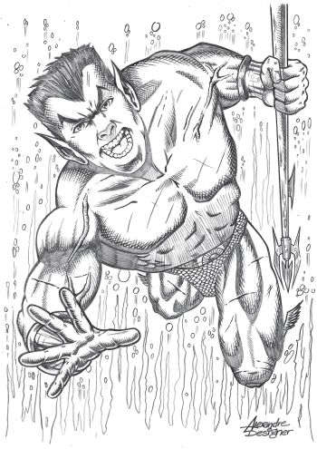 Image of Namor (09"x12") original comic art by Alexandre (2025) *TramaStudio