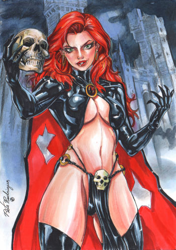 Image of Goblin Queen original hand colored pin up art by Bete Rodrigues