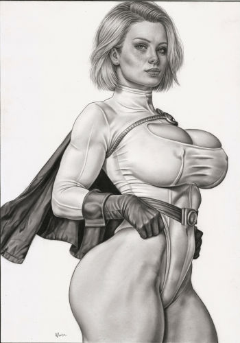 Image of Power Girl 9x12 Pencil Illustration