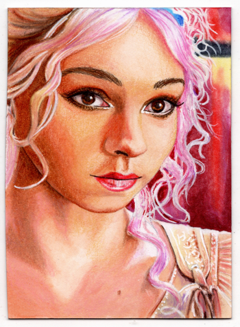 Image of Emma Myers as Enid from Wednesday Sketch Card