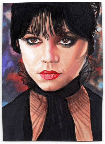 Image of Wednesday Addams Portrait Sketch Card