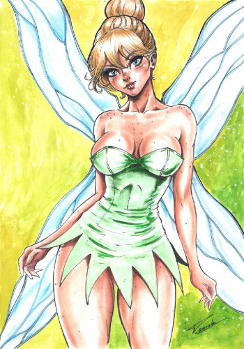 Image of Tinker Bell original pin up art by Thiago Caminha