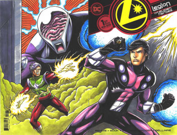 Image of Cosmic Boy vs Lightning Lord and Validus sketch cover by Dave Beaty