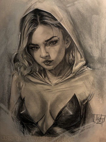 Image of Spider Gwen Charcoal Portrait