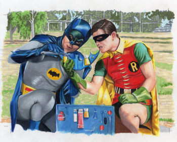 Image of Batman and Robin Classic Scene Art