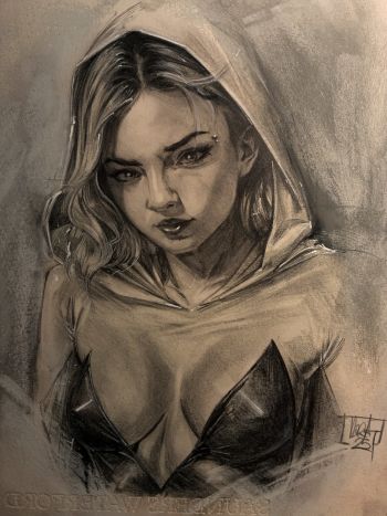 Image of Spider Gwen Charcoal Portrait