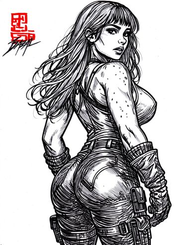 Image of SHE WHO NEVER MISSES by Angel Bazal. 8,3x11,7.