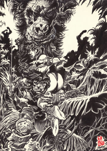 Image of Conan the Barbarian by Angel Bazal. 11,7x16,5 in.