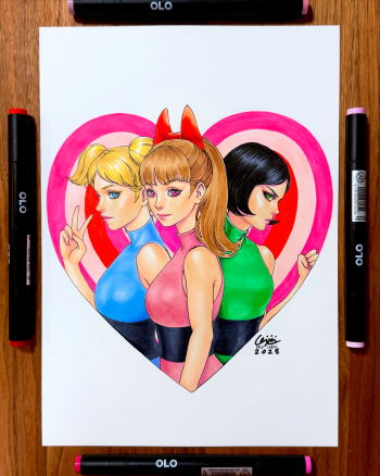 Image of Arttrober 2025 day 8 - The Powerpuff Girls