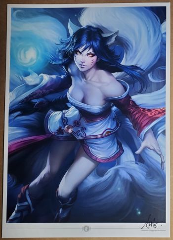 Image of Ahri League of Legends print by Artgerm with signature