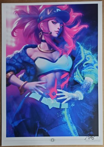 Image of Akali League of Legends print by Artgerm with signature