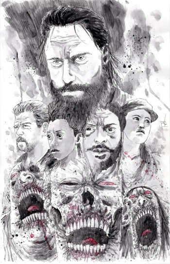 Image of THE WALKING DEAD MONTAGE ORIGINAL ART SIGNED BEN TEMPLESMITH