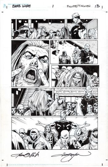 Image of BARB WIRE #1 ORIGINAL ART SIGNED PAT OLLIFFE & TOM NGUYEN