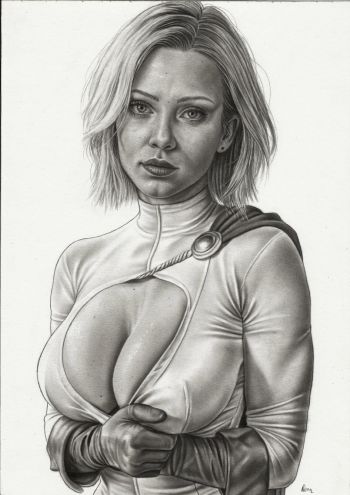 Image of Power Girl 9x12 Pencil Illustration