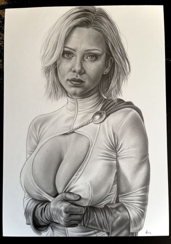 Image of Power Girl 9x12 Pencil Illustration
