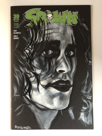 Image of Brandon Lee The Crow on Spawn Sketch Cover