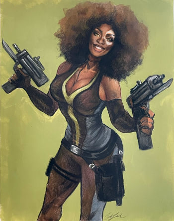 Image of Original Illustration of Domino from Deadpool movie universe