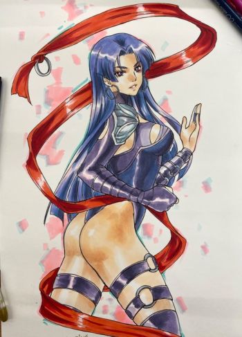 Image of Psylocke Marker Illustration