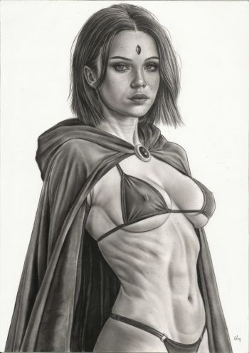 Image of Raven Pencil Portrait 9x12"