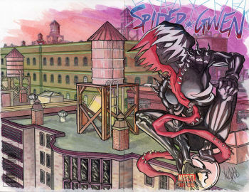 Image of Gwenom Rooftop Illustration