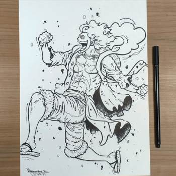 Image of Gear 5 Luffy Ink Illustration