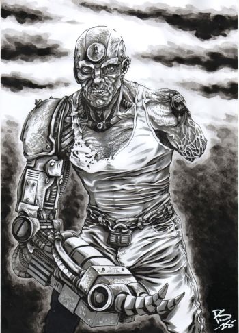 Image of 2000AD Judge Dredd - MEAN MACHINE ANGEL A4 Original art by PAUL SWAIN
