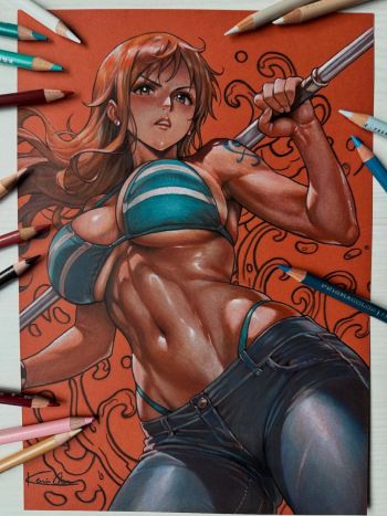 Image of Kevin Chua Original Art Nami One Piece A4 ( 8.3 x 11.7 inches )