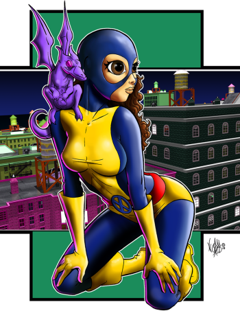 Image of Kitty Pryde and Lockheed Pin Up