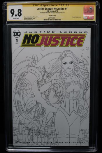 Image of Justice League: No Justice #1 CGC Sketch Cover by Natali Sanders
