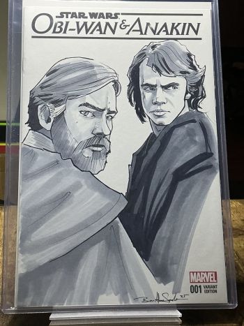 Image of Obi-Wan & Anakin Sketch Cover by Topps Artist Ben AbuSaada