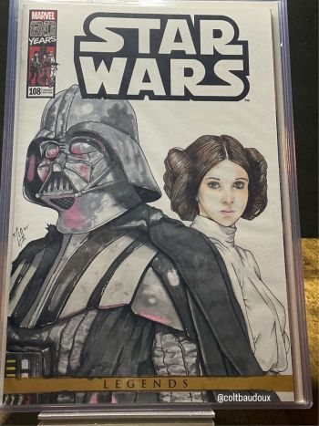 Image of Star Wars Sketch Cover featuring Darth Vader and Princess Leia