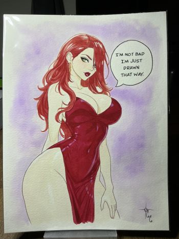 Image of Jessica Rabbit Watercolor Pin Up