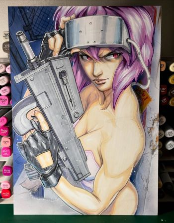Image of Motoko Kusanagi Ghost In The Shell A4 Original Art - Arttrober 2025
