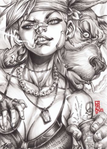 Image of GASOLINE GODDESS / Bazal. 11,7x16,5 in.