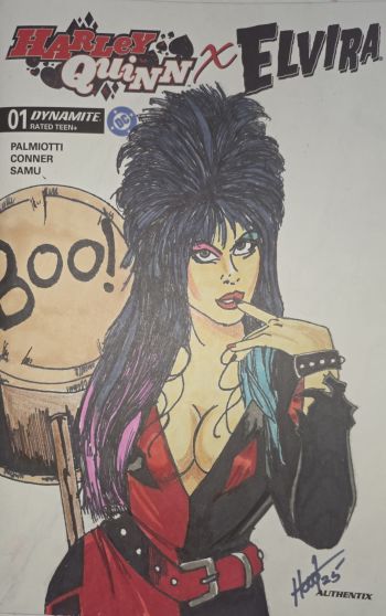 Image of Elvira Sketch Cover on Harley Quinn x Elvira #1