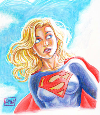 Image of Supergirl Colored Pencil Illustration