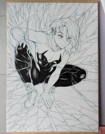 Image of Original Art - Spider-Gwen MTG Token Card // Ling Ruby (eSoul)