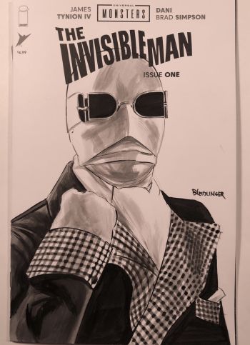 Image of The Invisible Man Ink Wash Sketch Cover