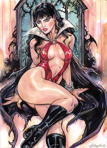 Image of Vampirella 9X12 inch Color Sketch by Ryan Kelly!