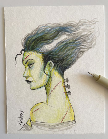 Image of Bride of Frankenstein Sketch Signed