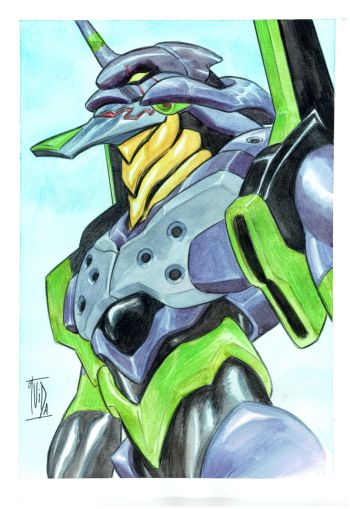 Image of EVA-01 by Giacomo Guida, watercolors A3