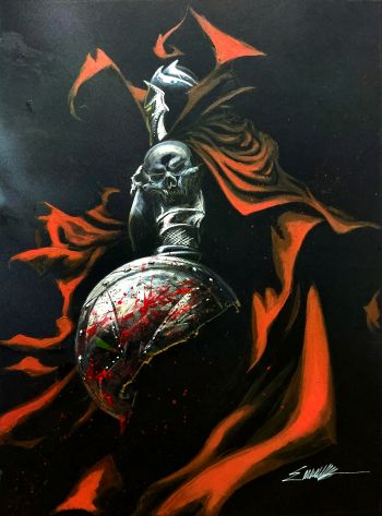 Image of Medieval spawn Acrylics 11x17 on Black paper by Manu Silva 
