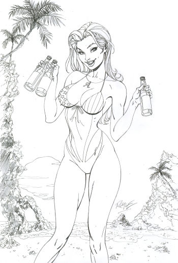 Image of Zenescope August Swimsuit Alice Cover Original Art