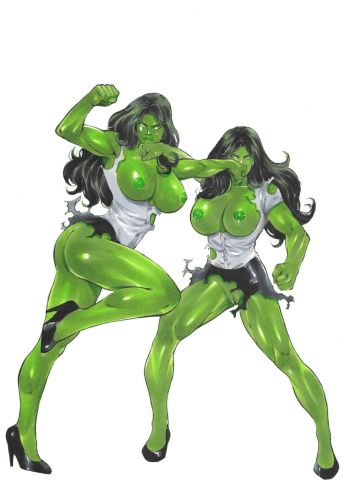 Image of She-Hulk vs She-Hulk "9x12"