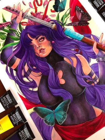 Image of Psylocke Acrylic Illustration