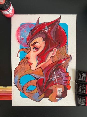 Image of Scarlet Witch Portrait Illustration