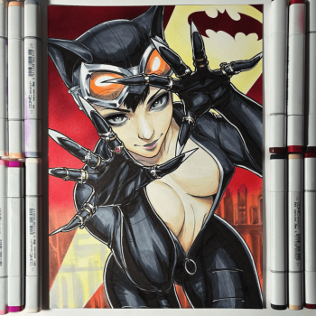 Image of Catwoman DC Comics A4 Original Art - Arttrober 2024