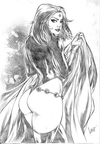 Image of Raven Pin-Up Pencil Sketch