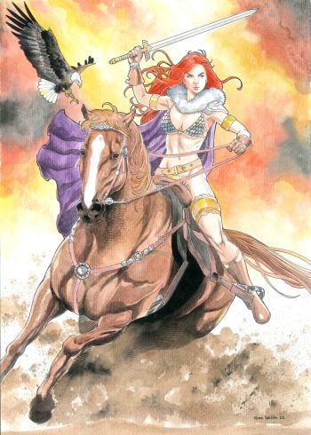 Image of Red Sonja on Horseback